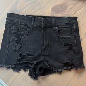 American Eagle Outfitters Black Distressed Jean Shorts